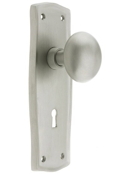 Prairie Style Door Set With Classic Round Knobs in Satin Nickel Finish.